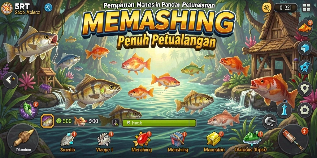 Tangkapan ikan besar dalam permainan 5RT di lokasi memancing yang indah.