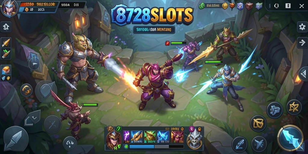 Tangkapan layar gameplay 8728SLOTS menampilkan aksi pertempuran yang mendebarkan.