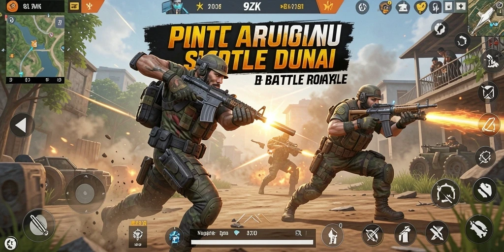 Tampilan seru dari gameplay Battle Royale di 9ZK.