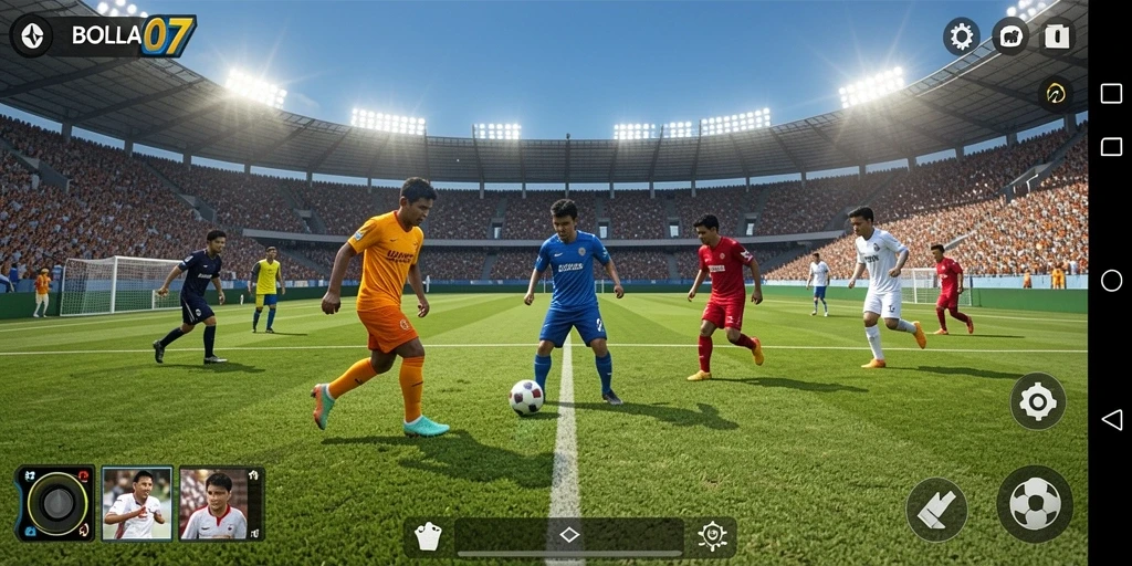 Tangkapan layar BOLA07 menunjukkan aksi seru dalam simulasi sepak bola.