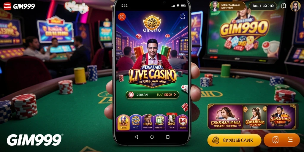 Tampilan gameplay GIM999 dengan dealer langsung dan interaksi menarik.
