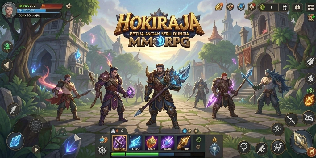 Screenshot HOKIRAJA menampilkan aksi karakter dalam petualangan MMORPG.