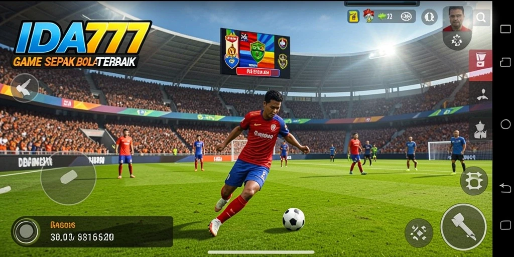 Tampilan gameplay <strong>IDA777</strong> yang mendebarkan dengan aksi sepak bola seru.