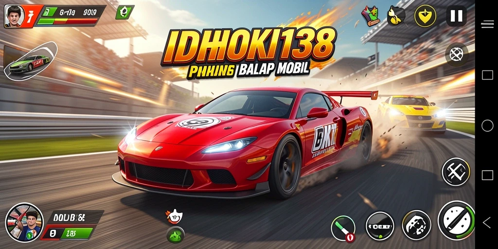Gameplay balap menegangkan di IDRHOKI138 dengan mobil cepat.