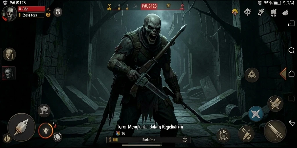 Screenshot menggambarkan momen menegangkan dalam gameplay PAUS123.