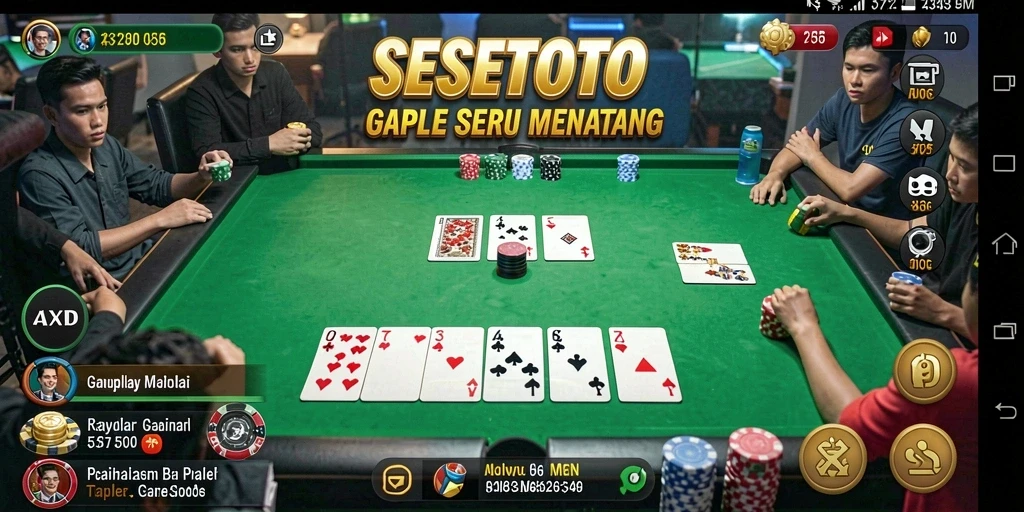 Tampilan gameplay seru dari SESETOTO yang menampilkan keseruan Gaple.
