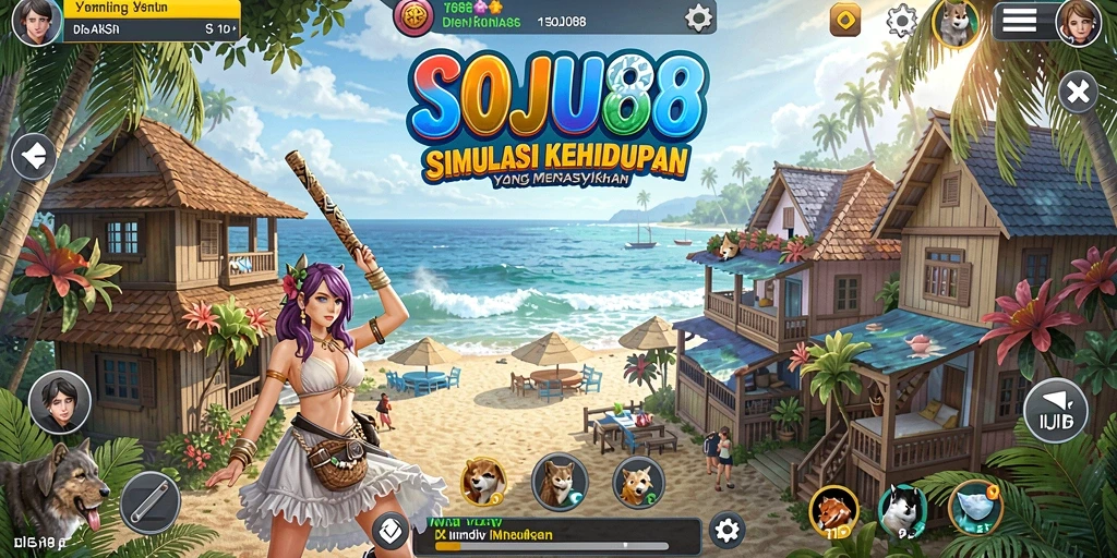 Tampilan gameplay menarik di SOJU88 dengan berbagai aktivitas dan interaksi.