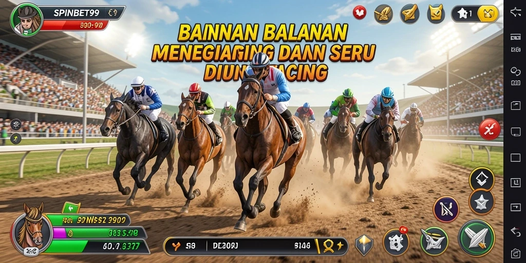 Tangkapan layar utama SPINBET99 menunjukkan aksi balapan yang mendebarkan.
